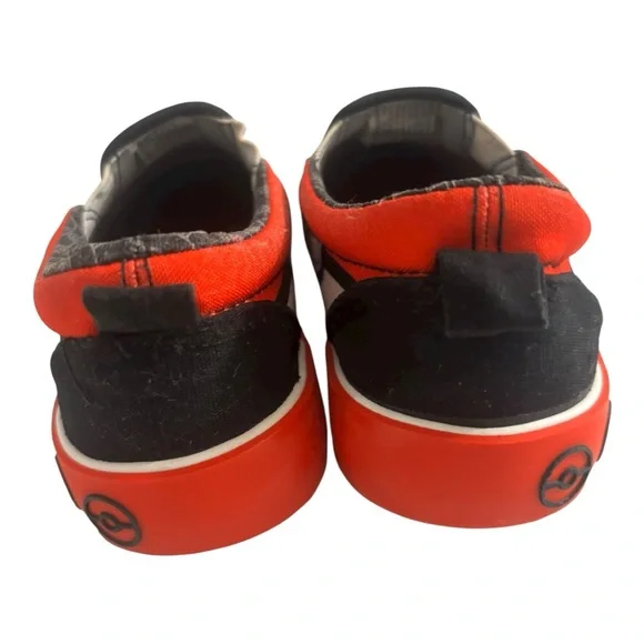 Pokemon Round Up Red and Black Kids Low Top Slip On Canvas Sneakers Size 13 - Picture 4 of 11
